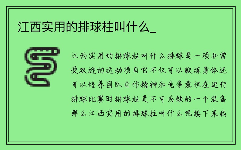 江西实用的排球柱叫什么_