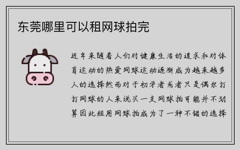 东莞哪里可以租网球拍完