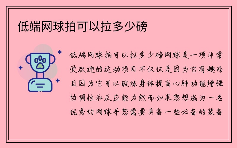 低端网球拍可以拉多少磅