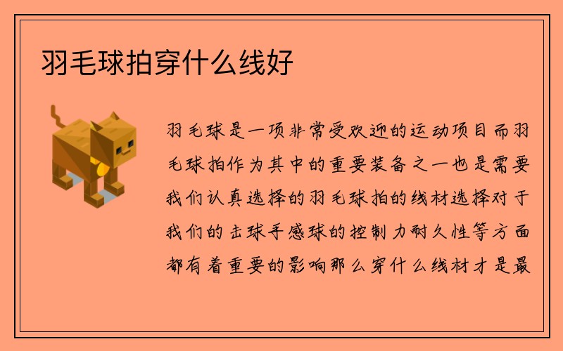 羽毛球拍穿什么线好