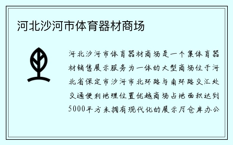 河北沙河市体育器材商场